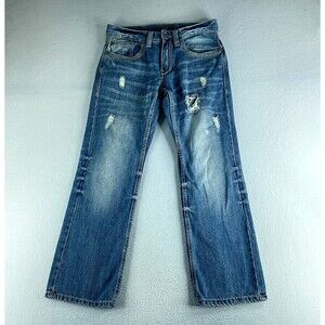 Machine Mens Jeans Blue Tag Size 30x30 (31x29) Bootcut Distressed Medium Wash